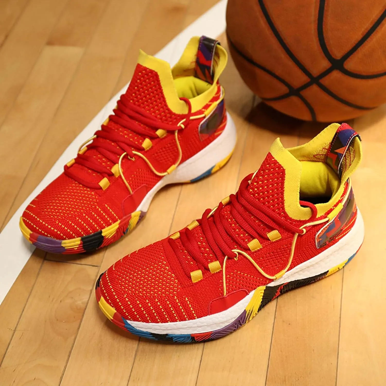 Mens And Womens mesh Fabric Breathable Basketball Sneakers Mid Top Lace Up Upper For Casual Sneakers Comfortable And Non Slip Baseball Sneakers Park Walking Shoes Badminton Volleyball Table Tennis
