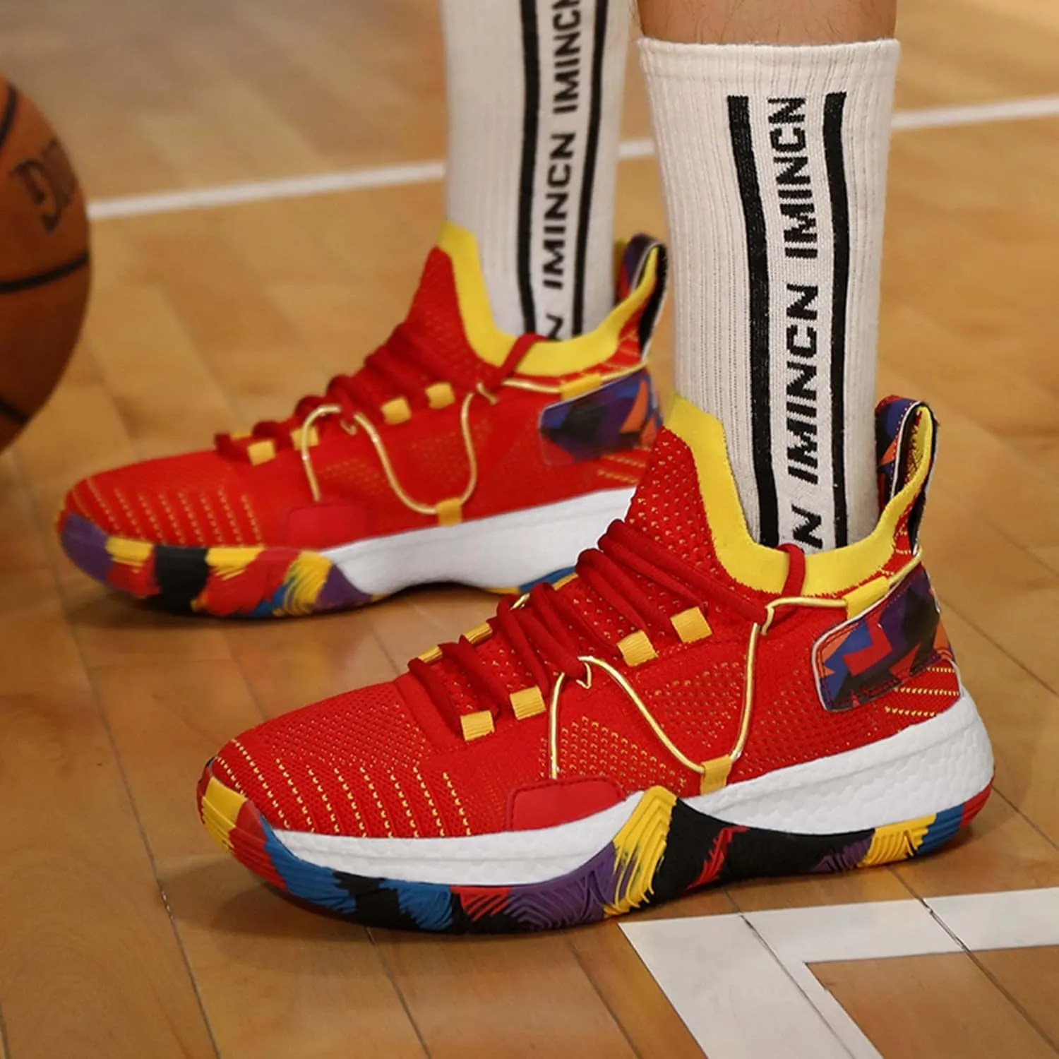 Mens And Womens mesh Fabric Breathable Basketball Sneakers Mid Top Lace Up Upper For Casual Sneakers Comfortable And Non Slip Baseball Sneakers Park Walking Shoes Badminton Volleyball Table Tennis