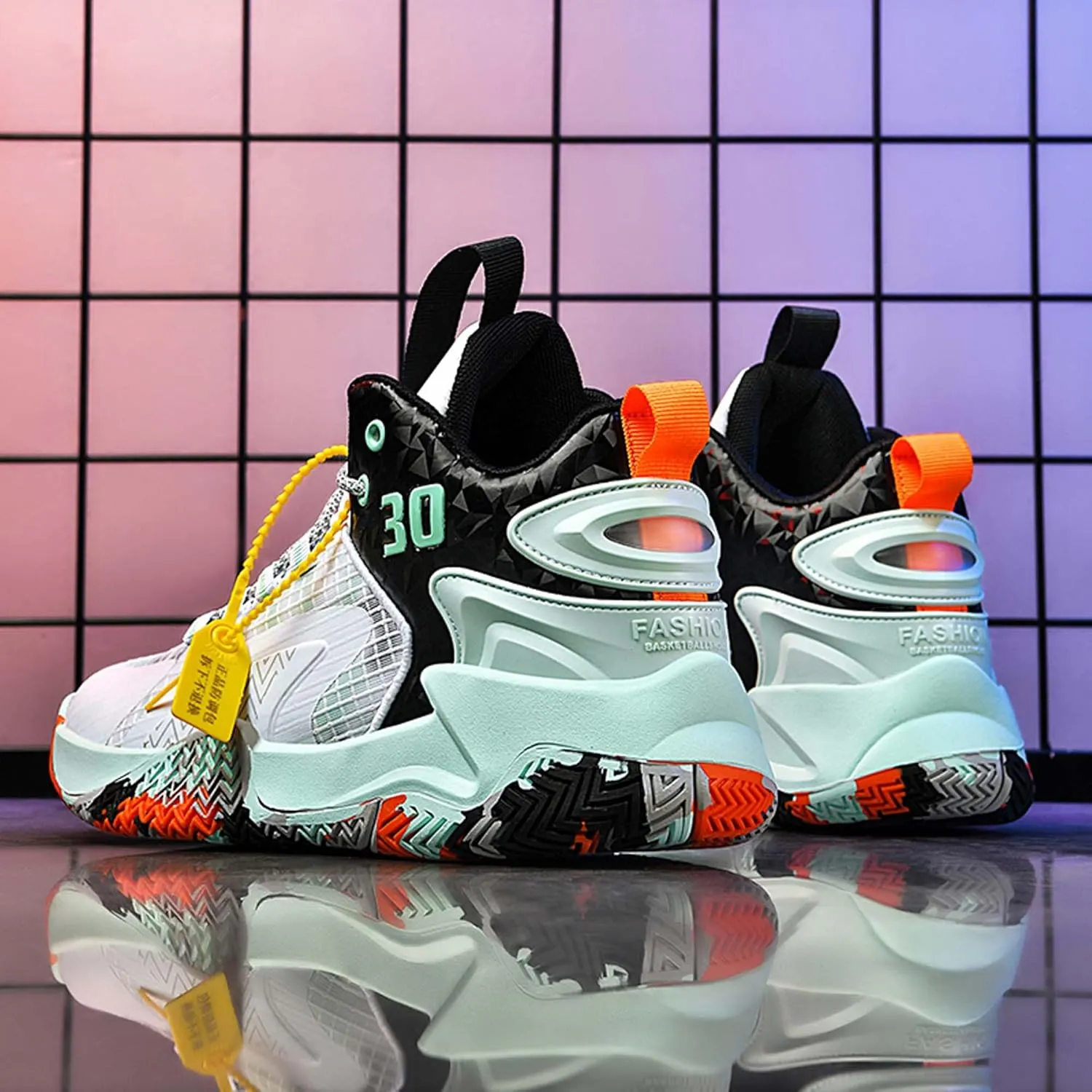Mens and Womens White Lace Up Basketball Shoes Rubber Soles Tennis Sports Shoes High Elasticity Running Shoes Anti Slip and Wear Resistant Scenic Spots Tourist Shoes Shot Put Table Tennis