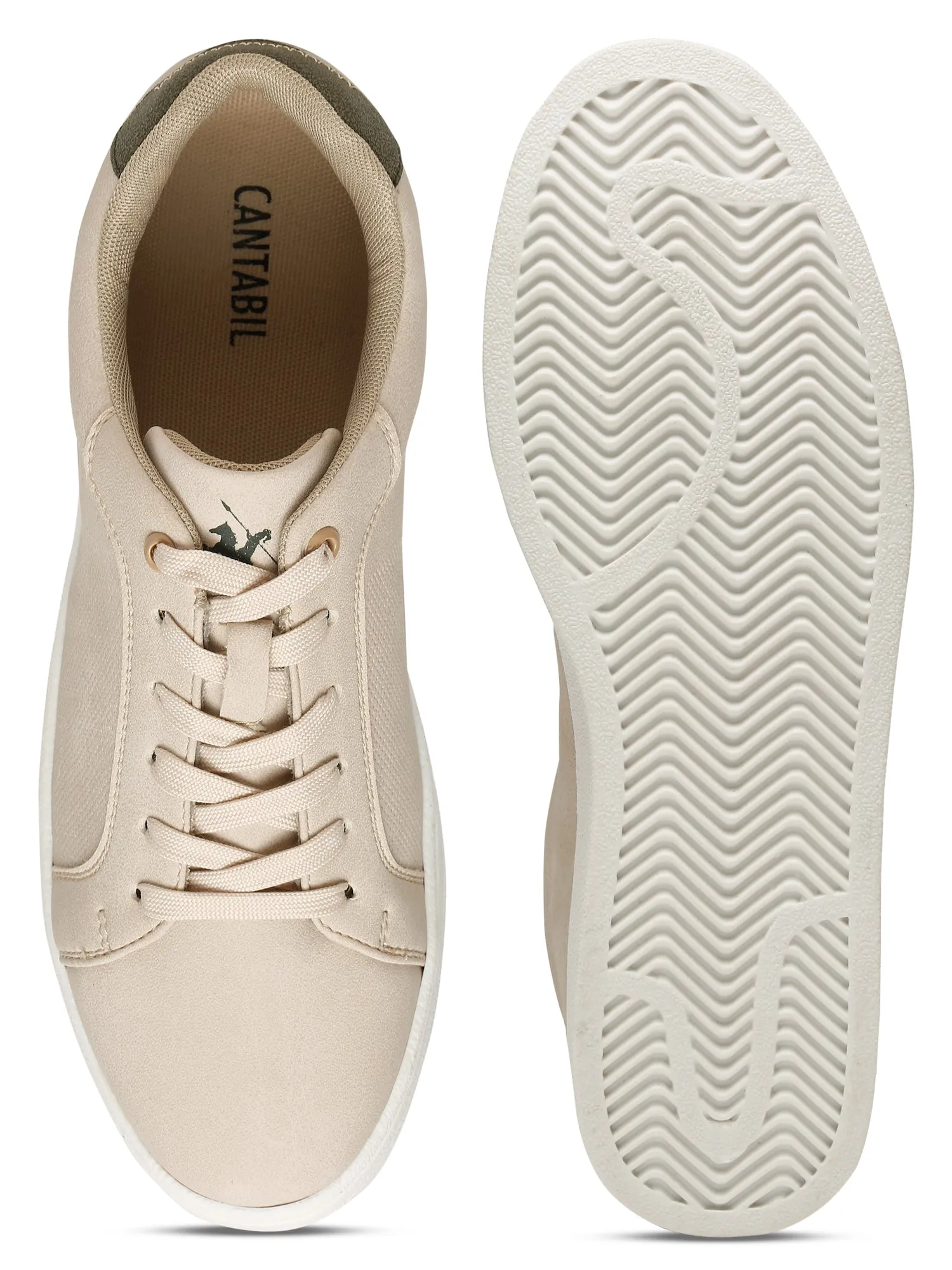 Men's Beige Solid Lace-Up Casual Sneakers