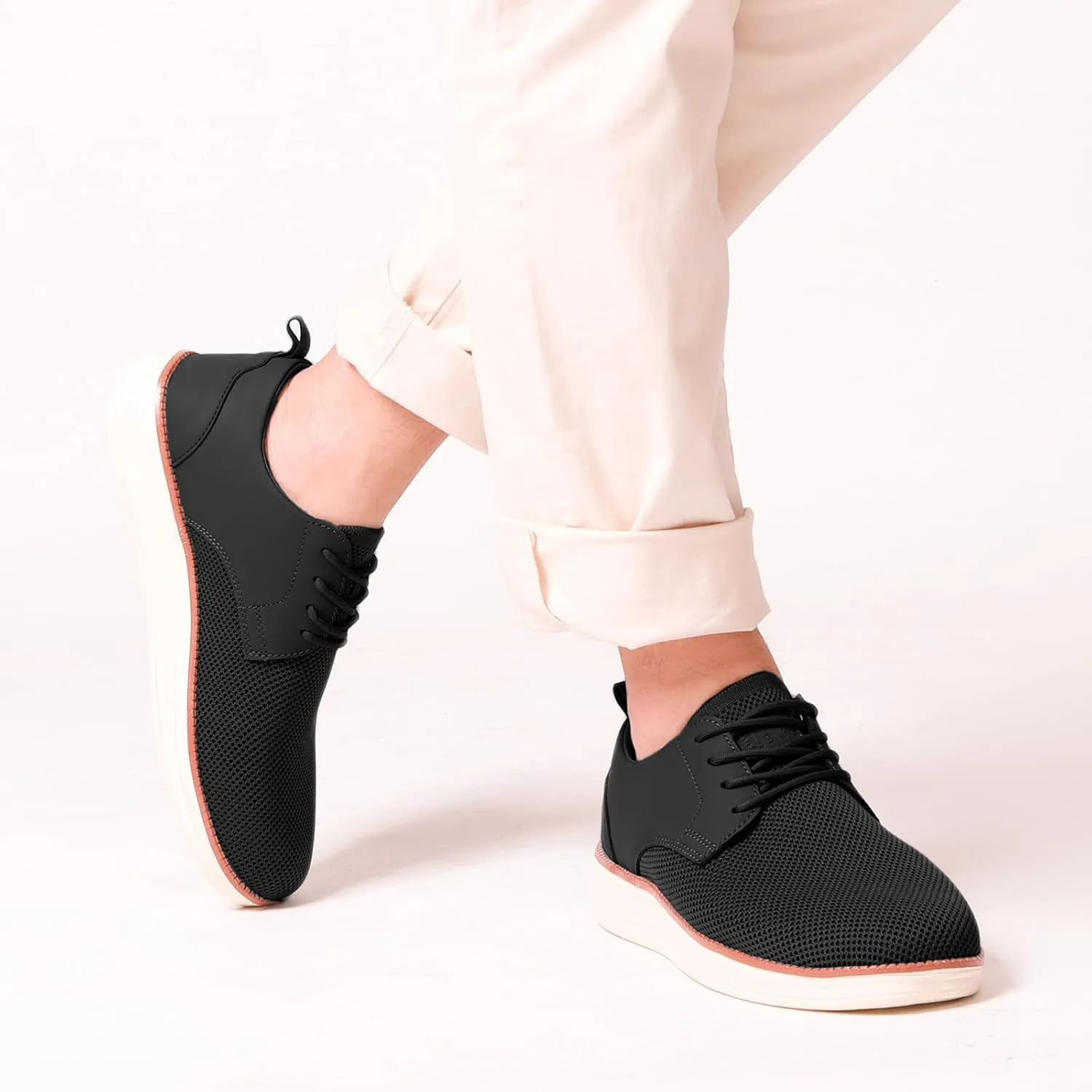 Men's Casual Dress Oxfords Shoes Breathable Knit Leisure Fashion Sneakers Lightweight Comfortable Walking Shoes