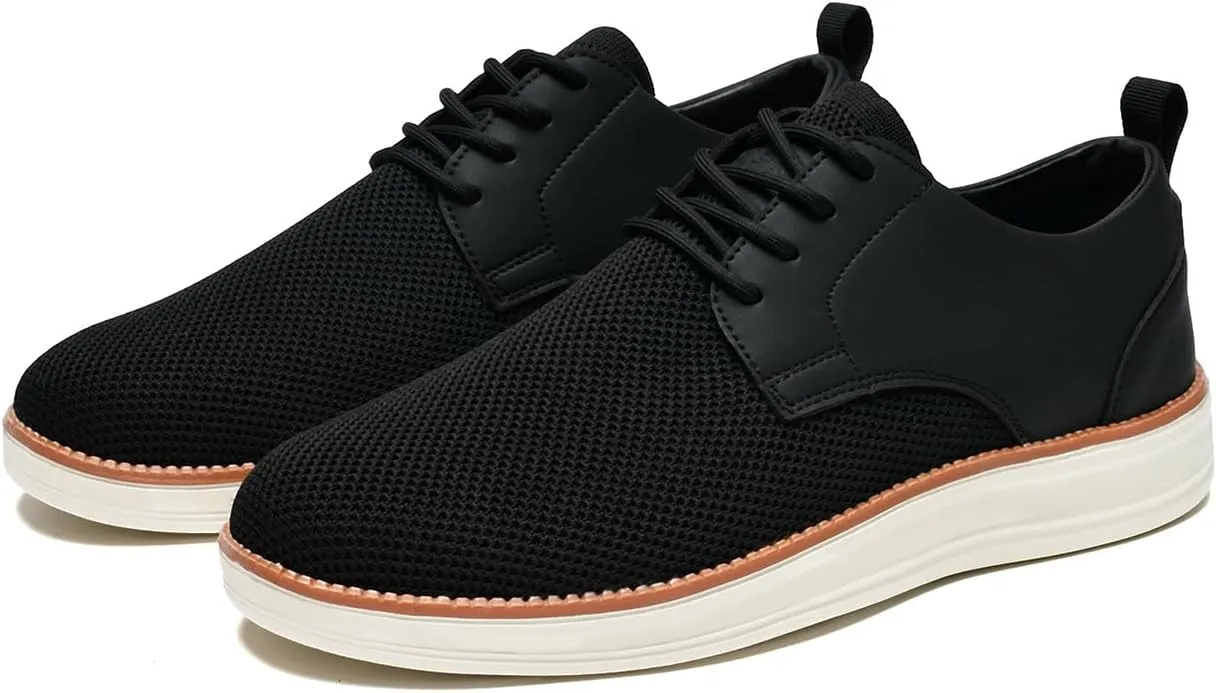 Men's Casual Dress Oxfords Shoes Breathable Knit Leisure Fashion Sneakers Lightweight Comfortable Walking Shoes