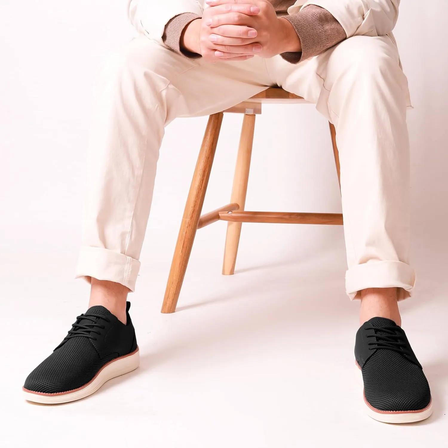 Men's Casual Dress Oxfords Shoes Breathable Knit Leisure Fashion Sneakers Lightweight Comfortable Walking Shoes