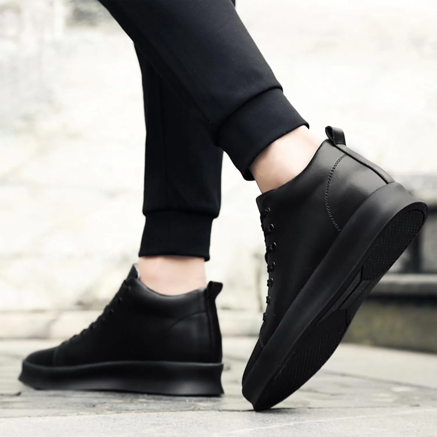 Men's Leather Height Enhancing Dress Oxford Sneakers Fashion Round toe Platform High Top Lace-up Skateboard Shoes Daily Classic Leisure Work Shoes