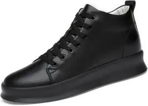 Men's Leather Height Enhancing Dress Oxford Sneakers Fashion Round toe Platform High Top Lace-up Skateboard Shoes Daily Classic Leisure Work Shoes
