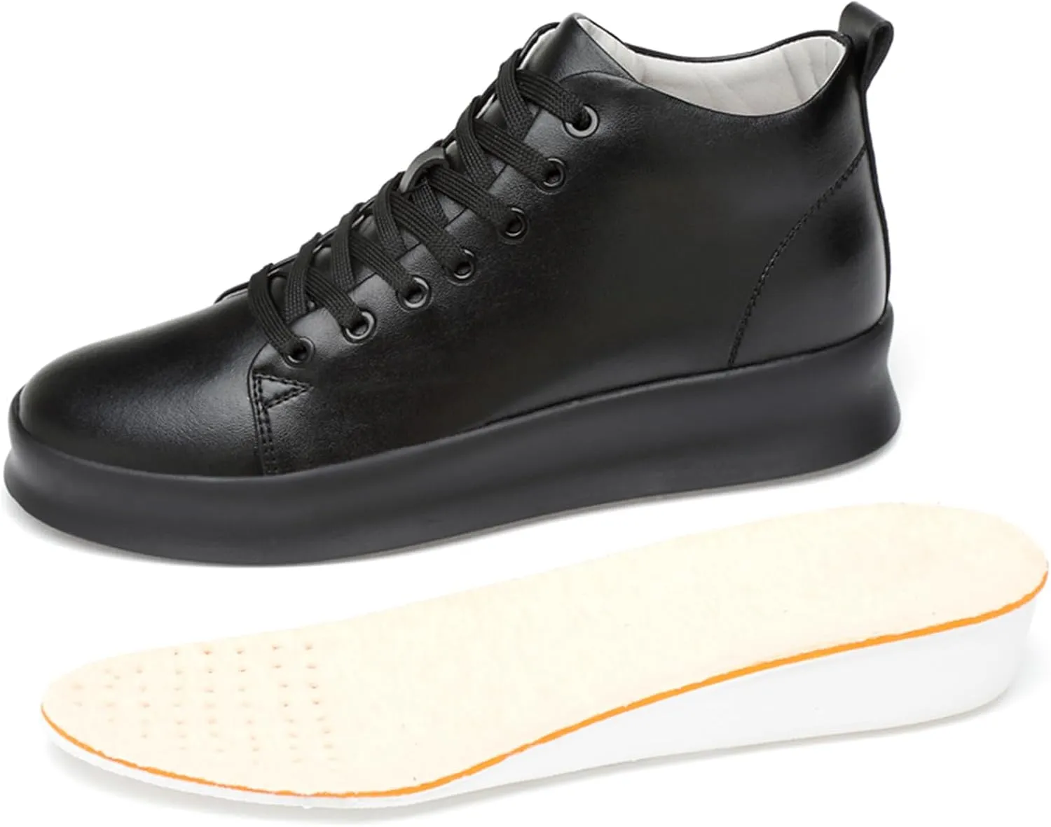 Men's Leather Height Enhancing Dress Oxford Sneakers Fashion Round toe Platform High Top Lace-up Skateboard Shoes Daily Classic Leisure Work Shoes