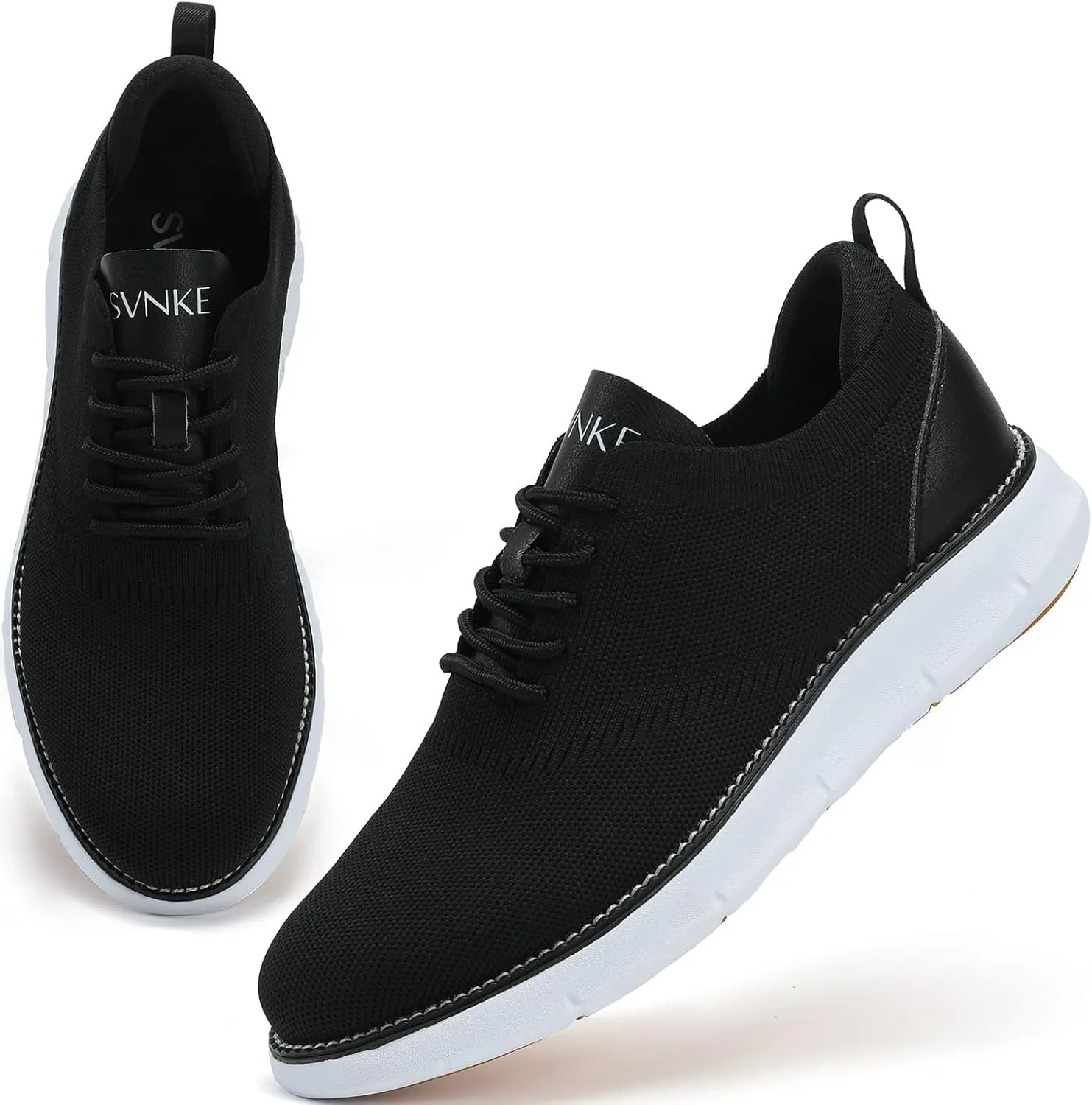 Men's Mesh Dress Shoes Casual Business Lace Up Oxford Sneakers Lightweight Breathable Walking Shoes Comfortable Thick Sole Tennis Footwear
