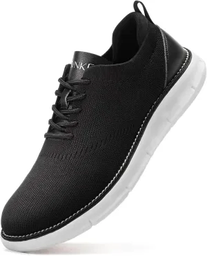 Men's Mesh Dress Shoes Casual Business Lace Up Oxford Sneakers Lightweight Breathable Walking Shoes Comfortable Thick Sole Tennis Footwear