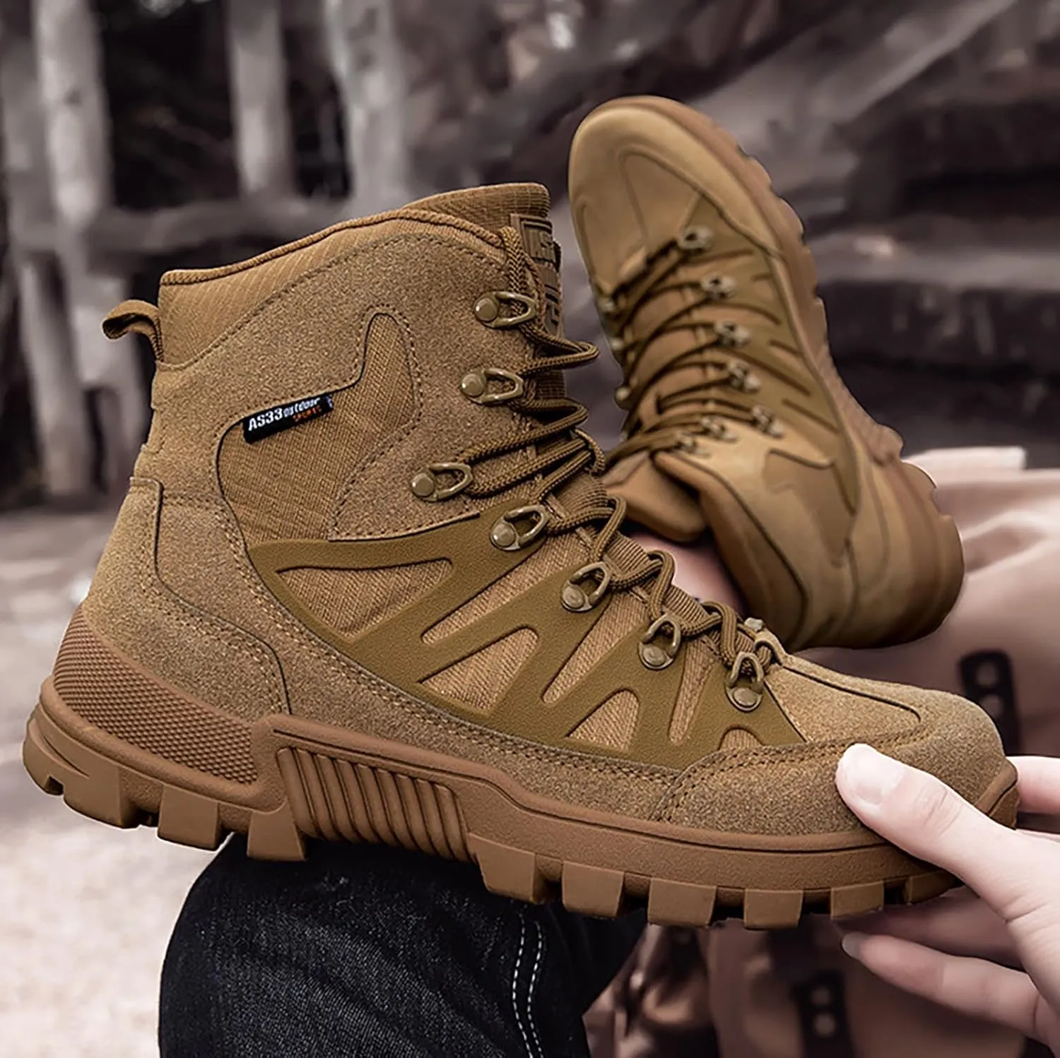 Mens Military Tactical Boots Combat Boots Breathable Police Patrol Boots Army Boots Waterproof Hiking Boots