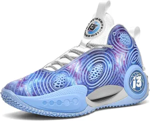 Mens Night Shining High Top Lace Up Basketball Shoes Mesh Sports Shoes High Elasticity Running Shoes Comfortable And Breathable Street Walking Shoes Anti Slip And Wear Resistant Outdoor Hiking Shoes