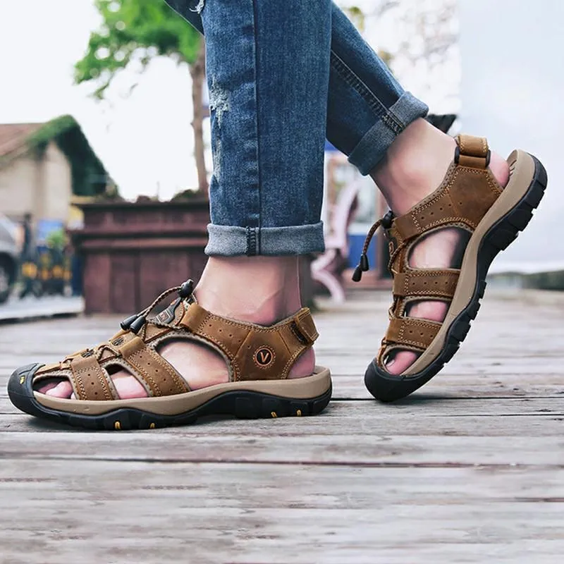 Men's Outdoor Leather Toe Cap Sandals