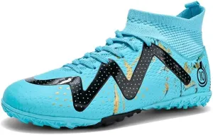 Men's Soccer Cleats with Non-Slip Spikes High-Tops Ankle-Cuff Indoor Outdoor Firm Ground Turf Athletic Baseball Football Shoes