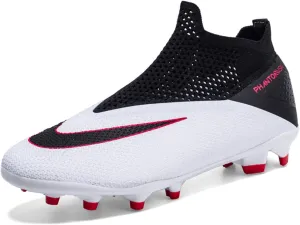 Men's Soccer Shoes High-Top Laceless Firm Ground Football Shoes Outdoor Indoor Boys Athletic Soccer Cleats
