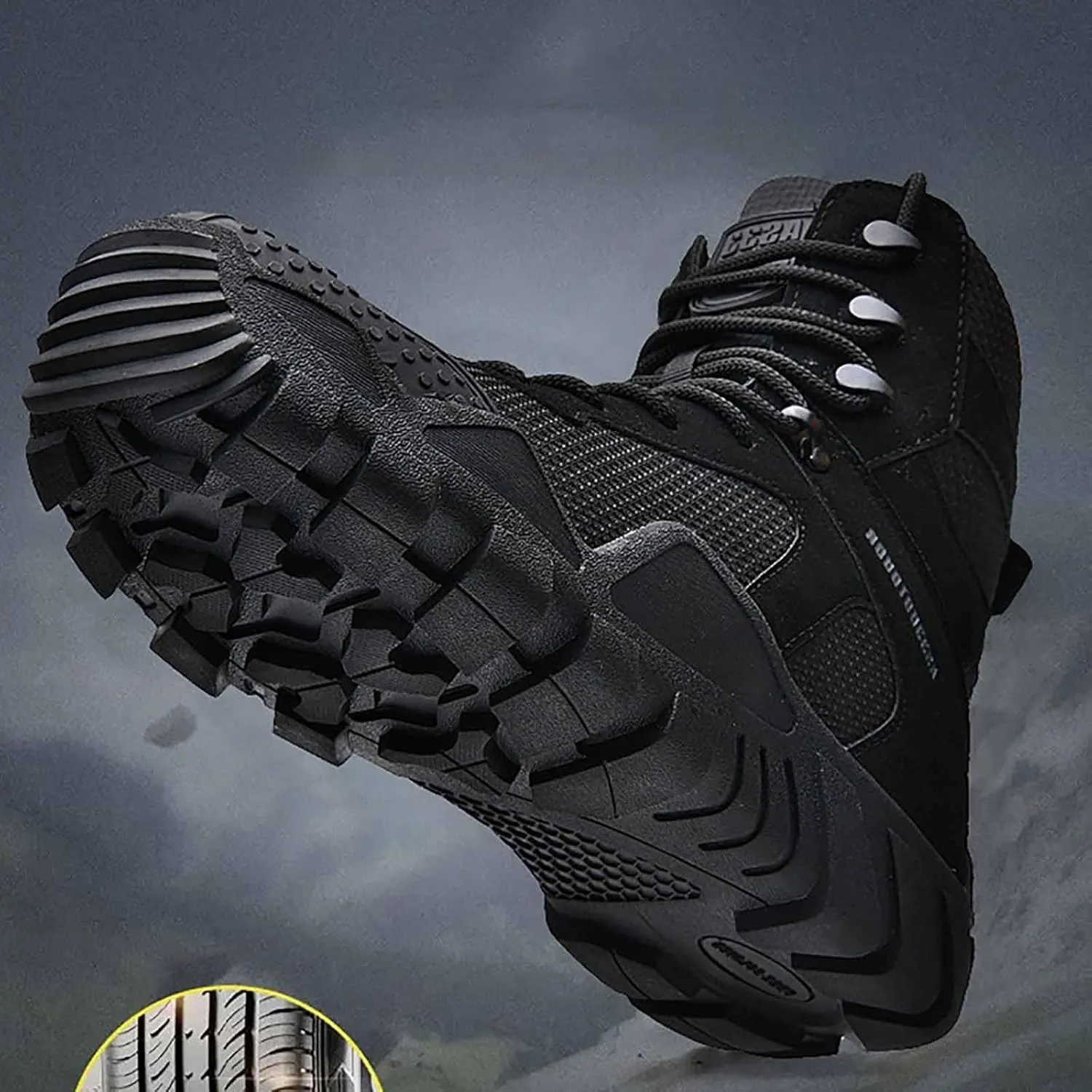 Men's Tactical Work Boots, Mens Tactical Boots Hunting Boots with Sports Socks Lightweight Combat Boots Water Resistant Non-Slip Hiking Boots for Men
