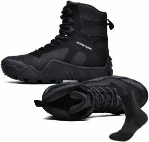 Men's Tactical Work Boots, Mens Tactical Boots Hunting Boots with Sports Socks Lightweight Combat Boots Water Resistant Non-Slip Hiking Boots for Men