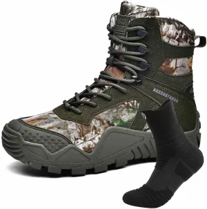 Men's Tactical Work Boots, Mens Tactical Boots Hunting Boots with Sports Socks Lightweight Combat Boots Water Resistant Non-Slip Hiking Boots for Men