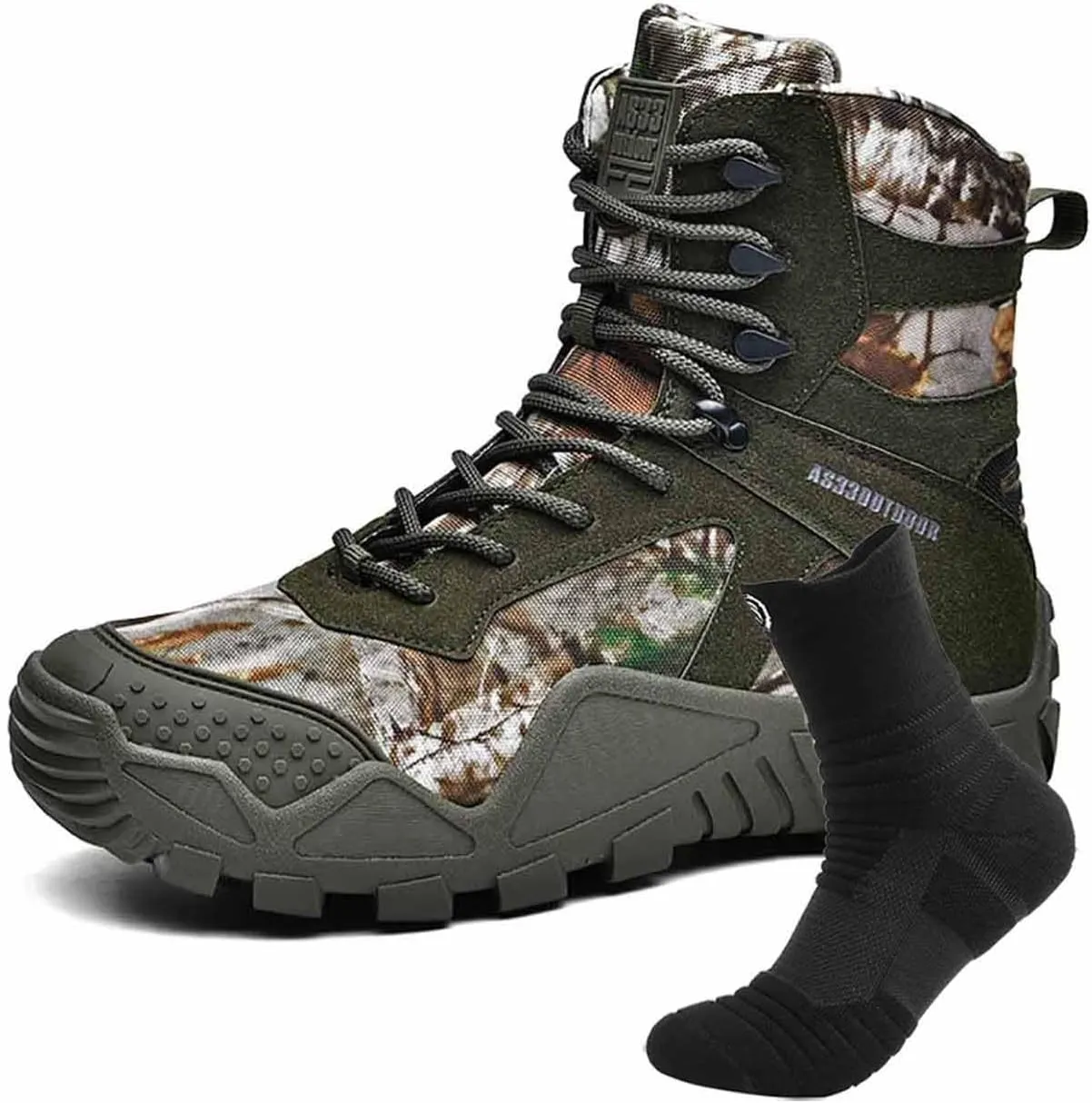 Men's Tactical Work Boots, Mens Tactical Boots Hunting Boots with Sports Socks Lightweight Combat Boots Water Resistant Non-Slip Hiking Boots for Men