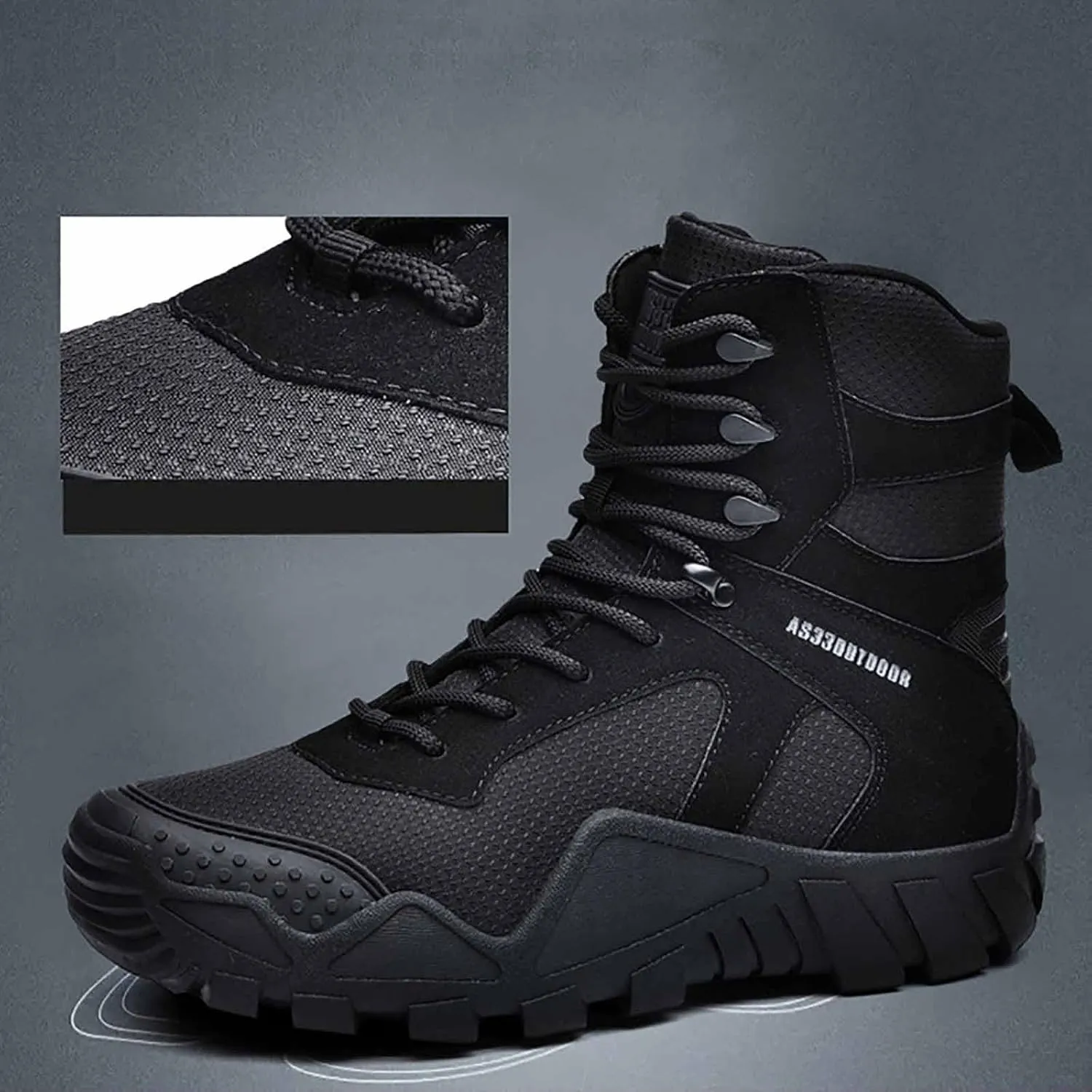 Men's Tactical Work Boots, Mens Tactical Boots Hunting Boots with Sports Socks Lightweight Combat Boots Water Resistant Non-Slip Hiking Boots for Men