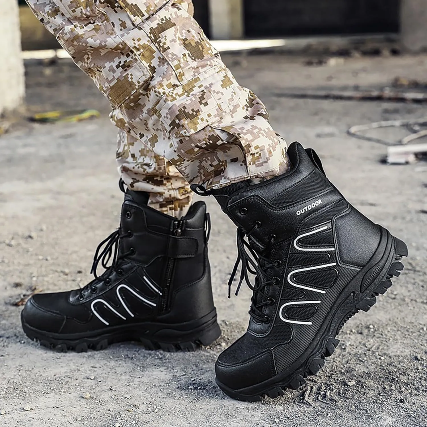 Mens Waterproof Hiking Boots Military Tactical Boots Combat Boots Breathable Police Patrol Boots Army Boots