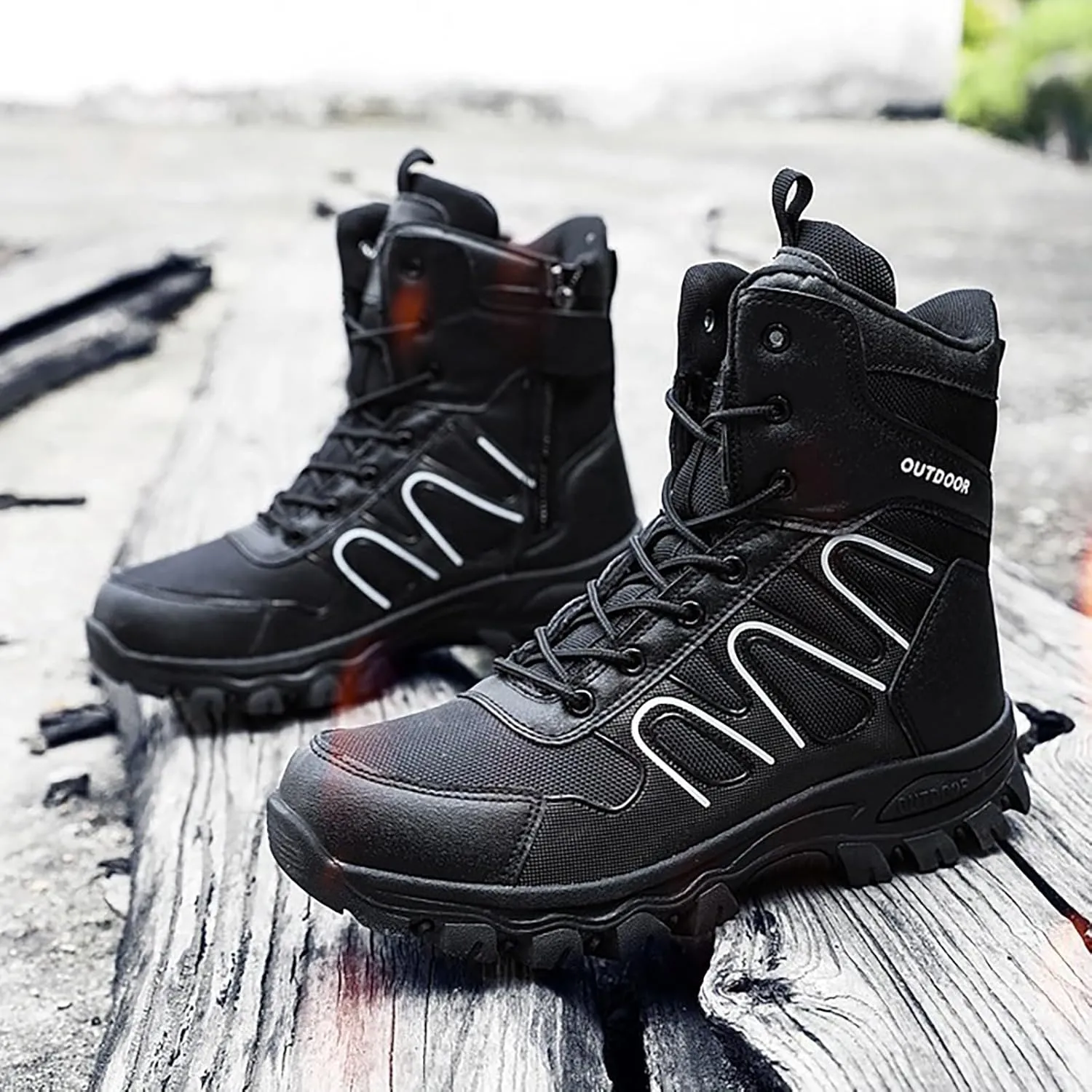 Mens Waterproof Hiking Boots Military Tactical Boots Combat Boots Breathable Police Patrol Boots Army Boots