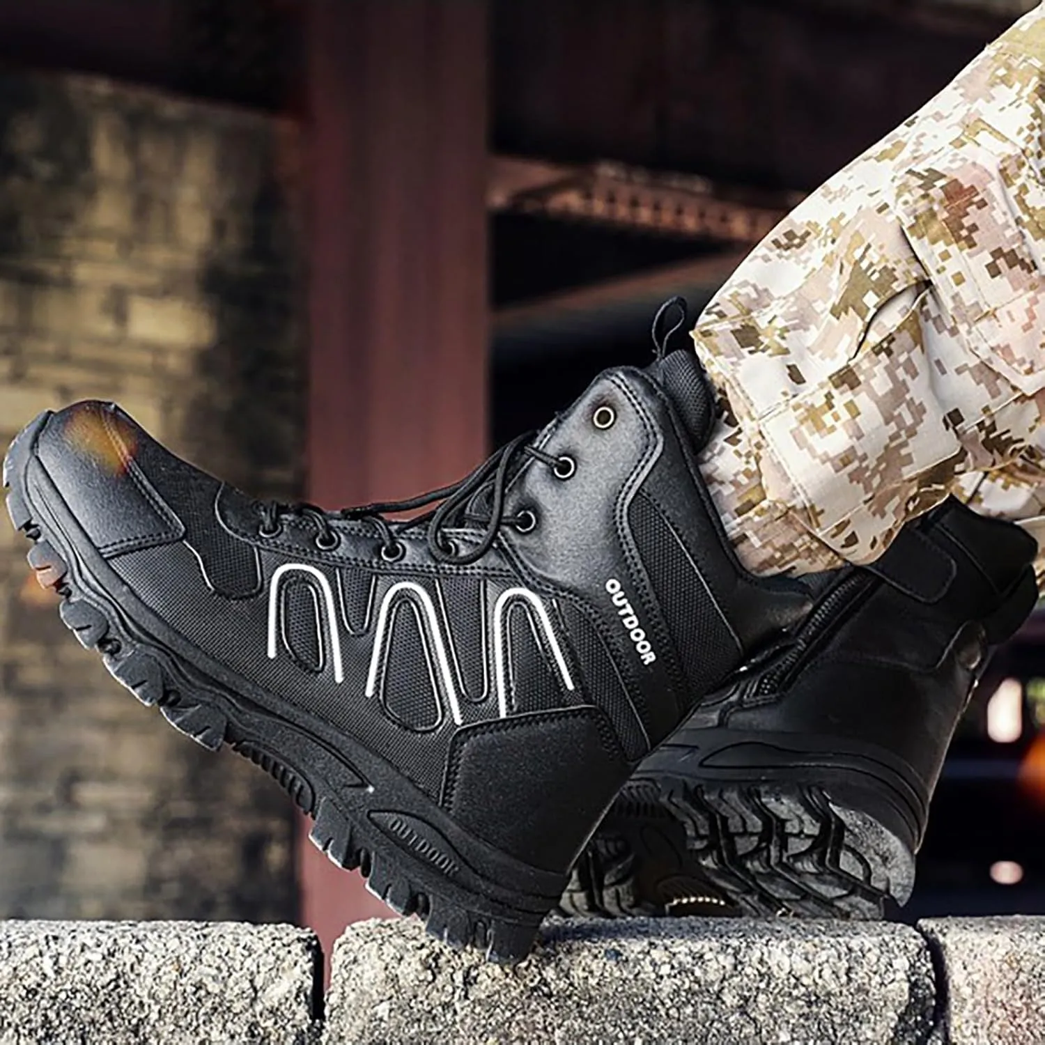 Mens Waterproof Hiking Boots Military Tactical Boots Combat Boots Breathable Police Patrol Boots Army Boots