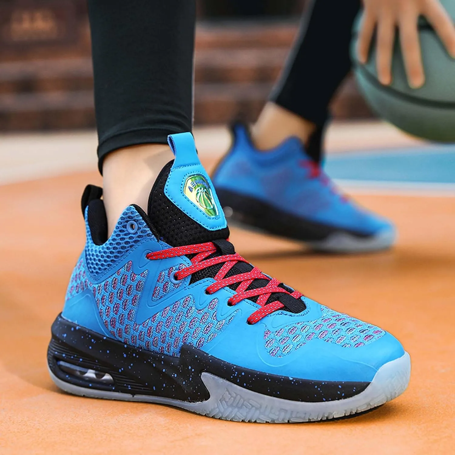 Mens White Mid Top Lace Up Basketball Sneakers Rubber Sole High Elasticity Running Shoes Lightweight and Breathable Casual Sneakers Wear Resistant and Durable Hiking Shoes Fitness Training Shoes