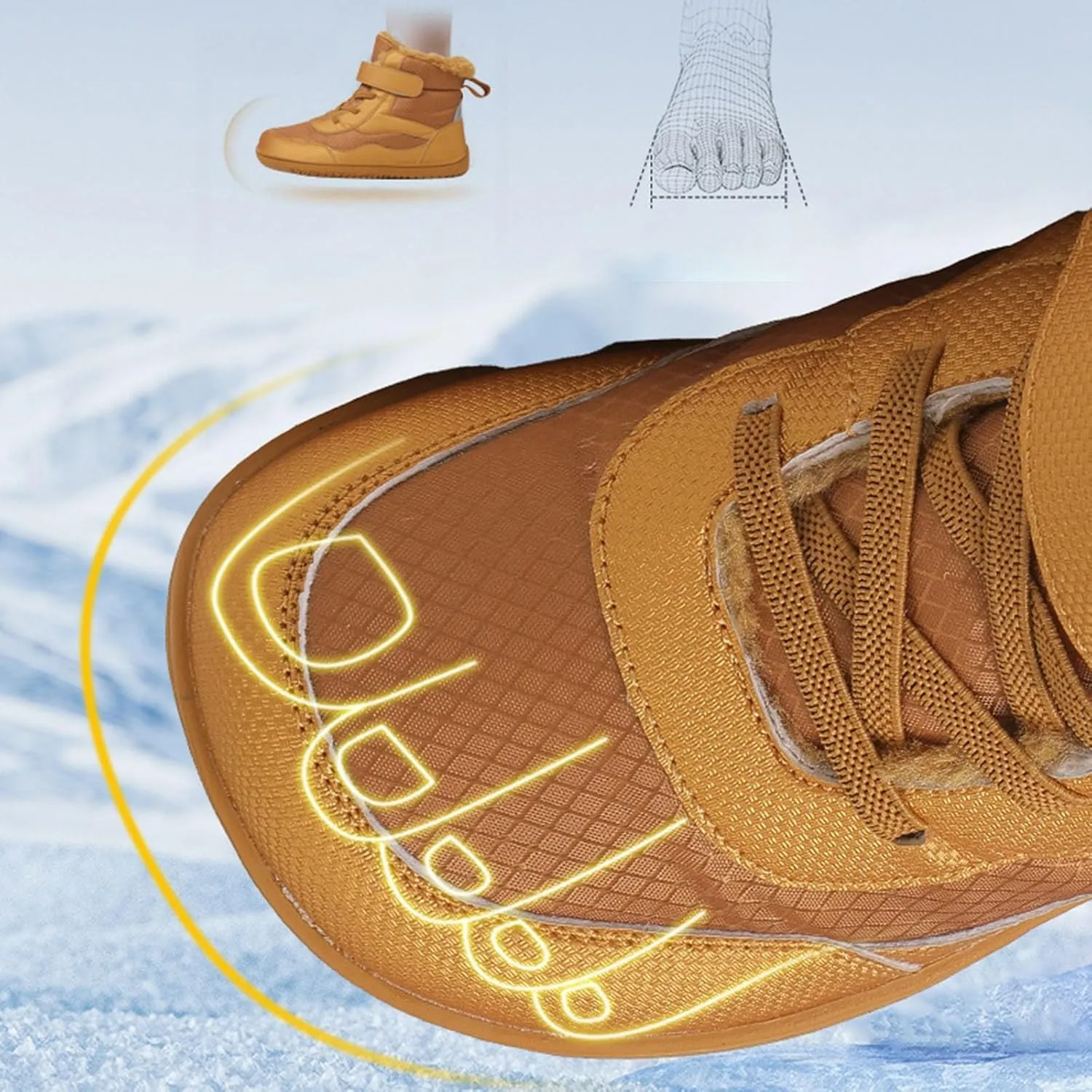 Open Toe Fuzzy Snow Booties For Boys Kids Childrens Leather Flat Non Slip Shoes Outdoor Running Warm Lightweight Boots