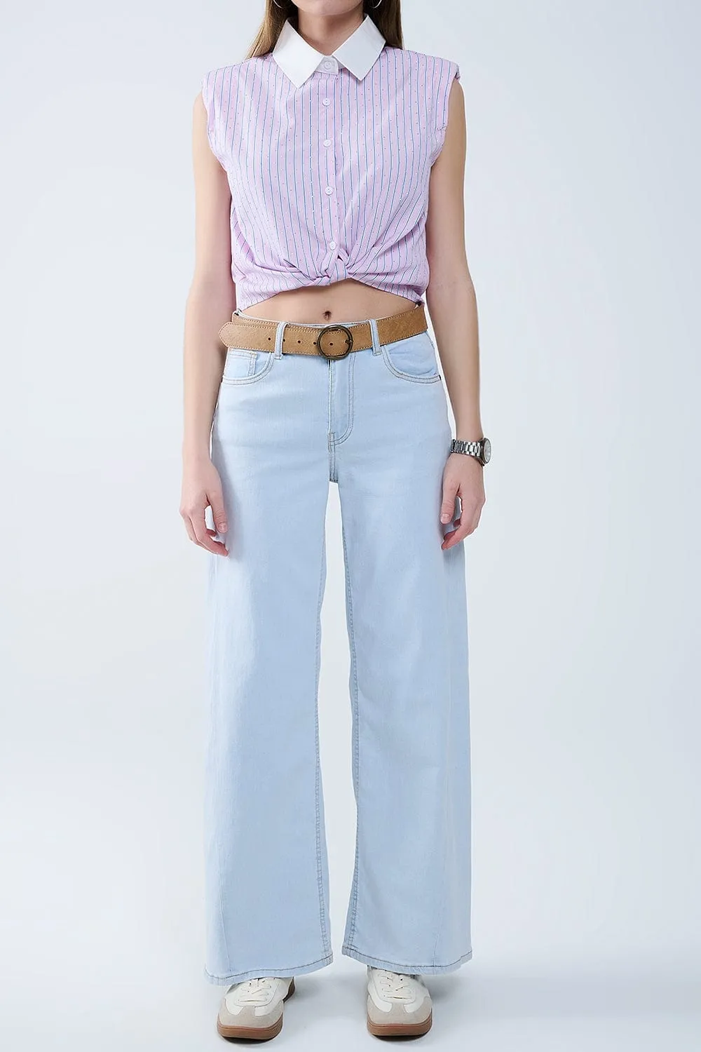 Oversized Straight Leg Jeans In Light Wash Denim