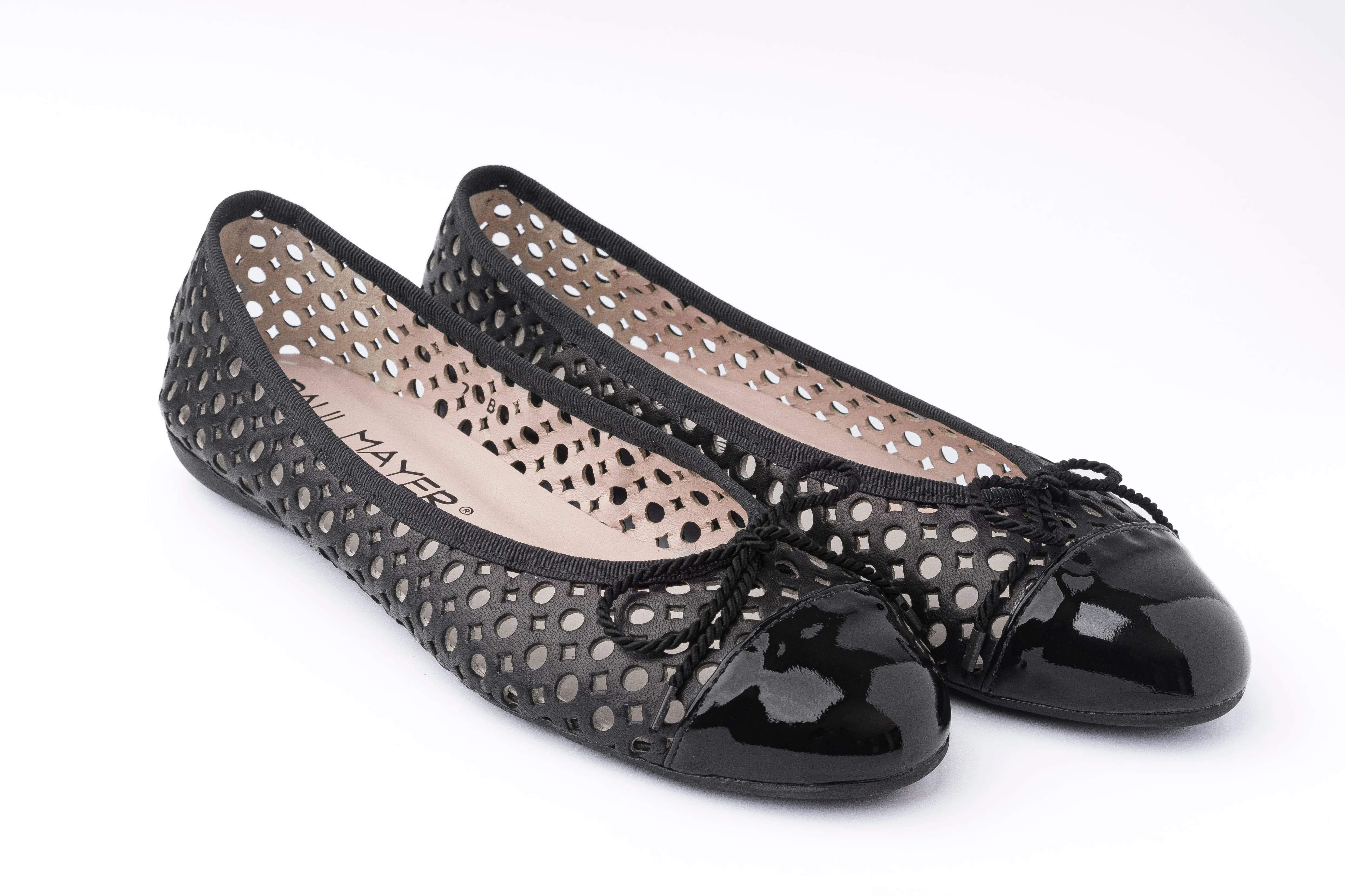 PAUL MAYER - BRANDY - SIZE 7.5 - PATENT BLACK NAPPA BLACK