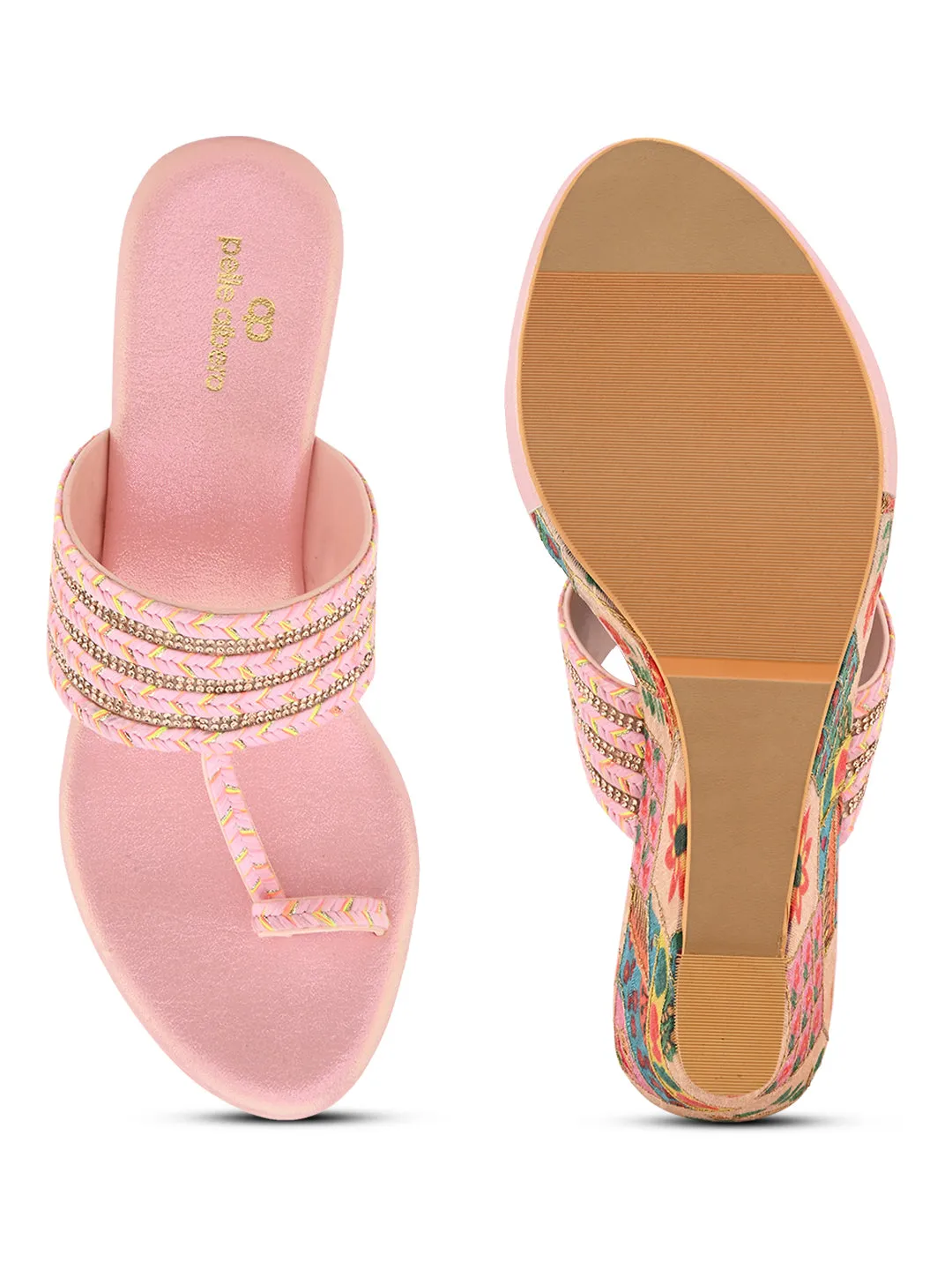 Pelle Albero Pink Wedges for Women