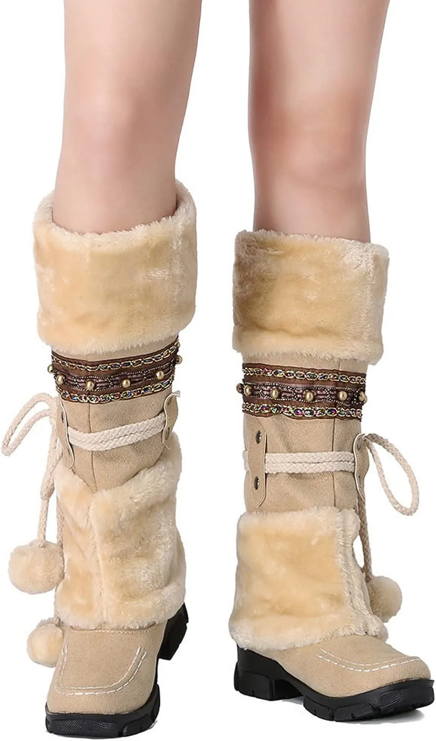 SBGMoSJ Short Winter Boots for Women Waterproof Snow Women's Duck Boots Waterproof Black Women Winter Boots Wide Size Winter Boot Women Botas De Nieve