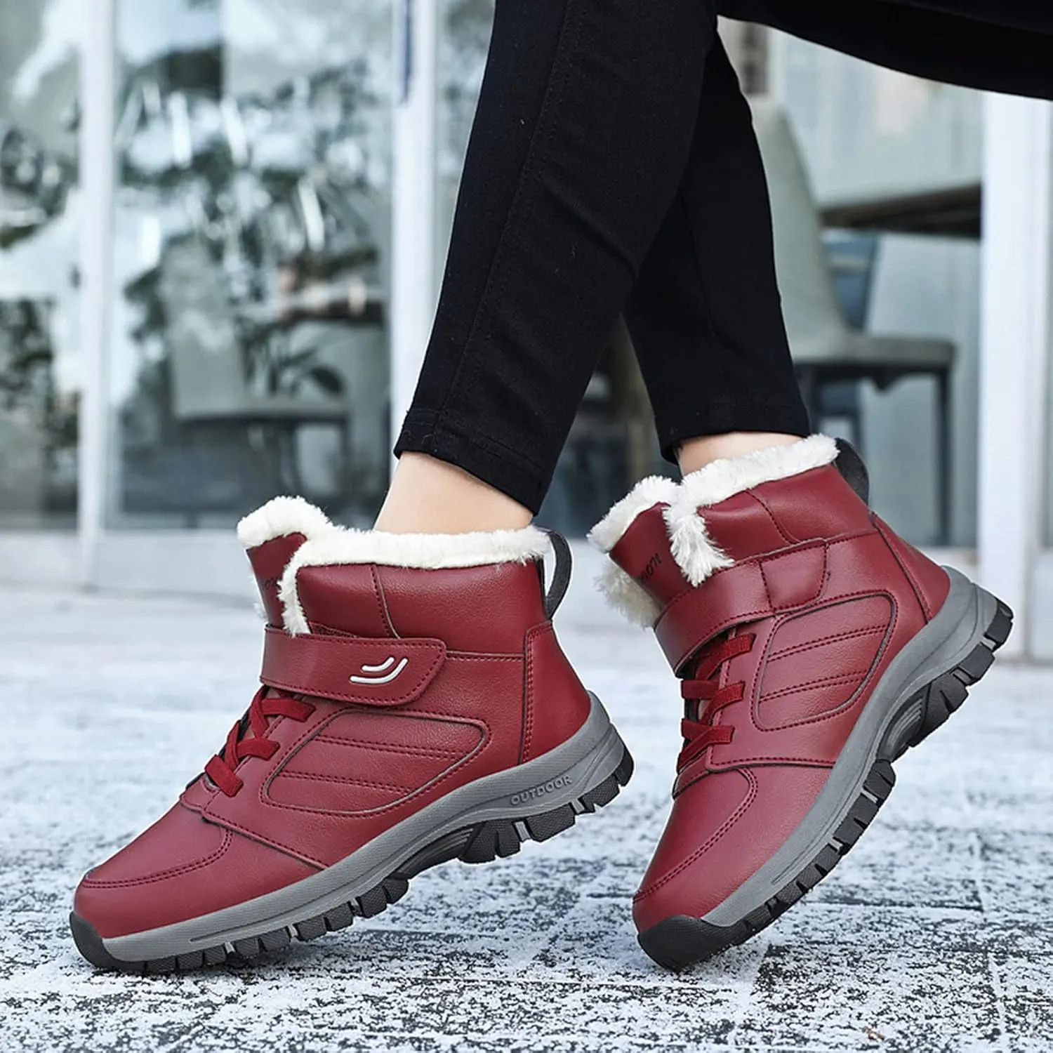 Snow Boots for Women Waterproof Non Slip Wide Womens Boots Winter Ankle Womens Wide Width Snow Boots with Zipper Boots for Snow Woman Winter Boot for Women Size 5.5