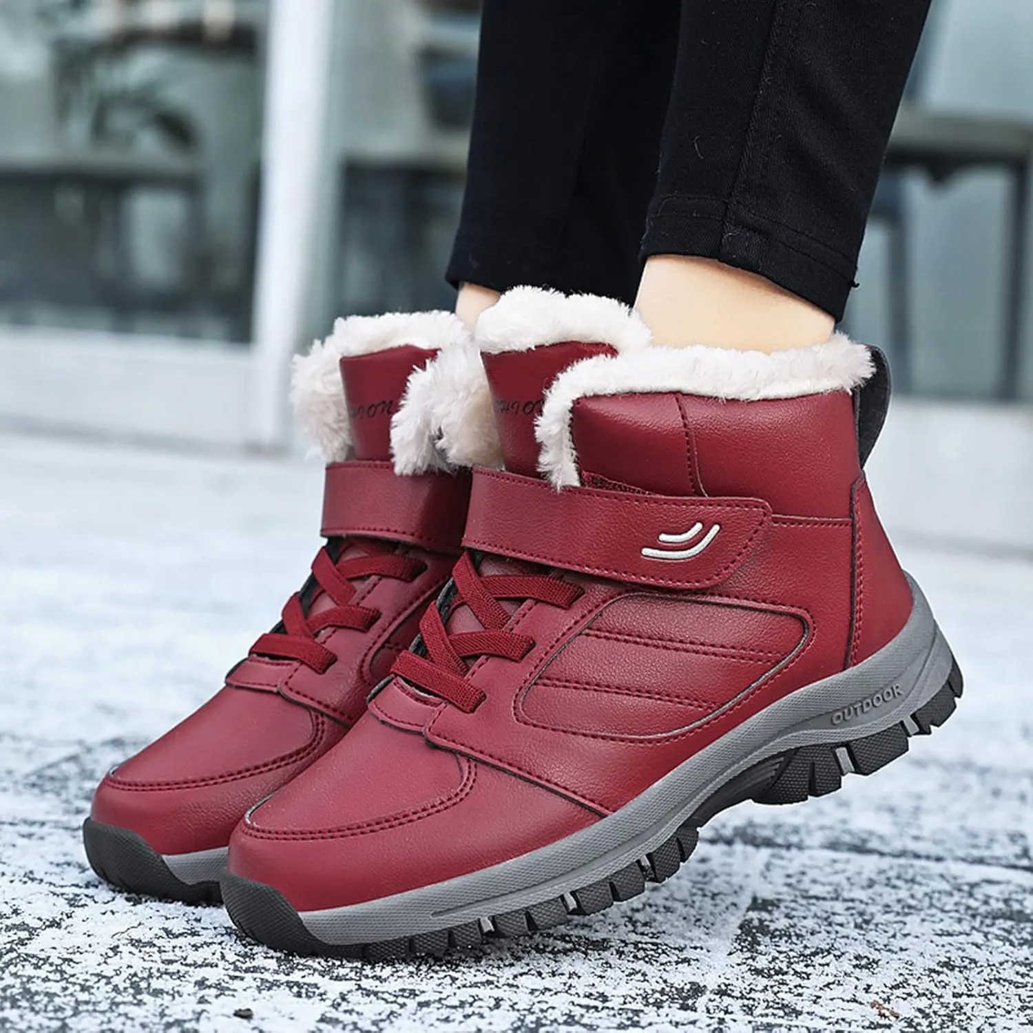Snow Boots for Women Waterproof Non Slip Wide Womens Boots Winter Ankle Womens Wide Width Snow Boots with Zipper Boots for Snow Woman Winter Boot for Women Size 5.5