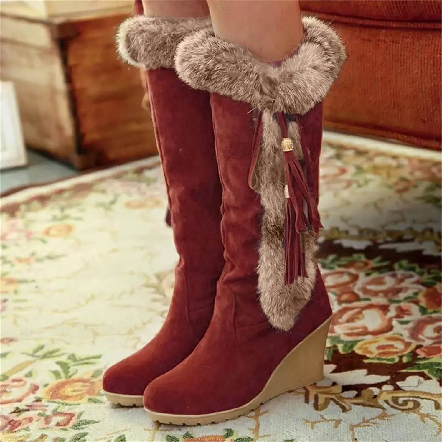 Snow Boots for Women Wide Width Snow Boots for Women Waterproof Size 11 Warm Winter Boots Women Brown Winter Boots for Women Leather Botas Negras Para Mujer Invierno