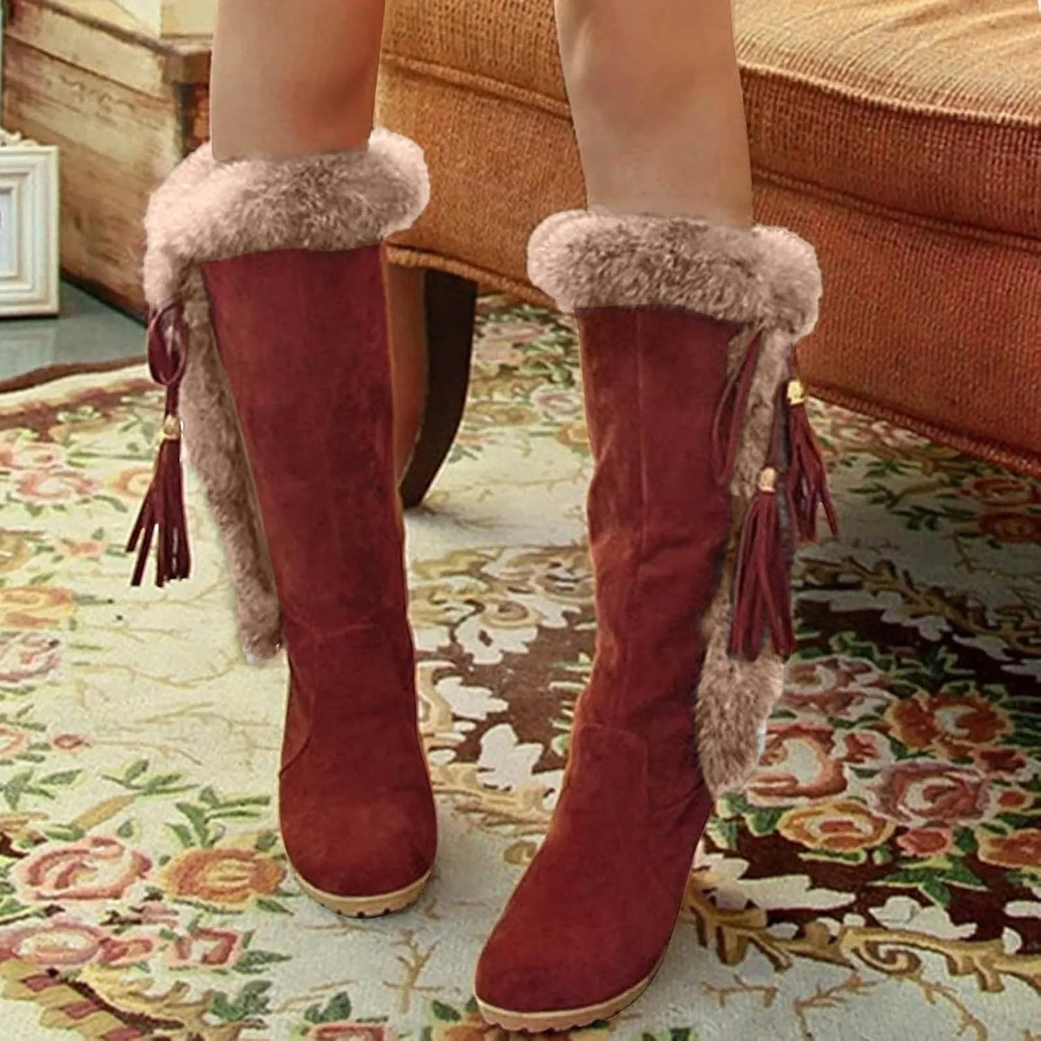 Snow Boots for Women Wide Width Snow Boots for Women Waterproof Size 11 Warm Winter Boots Women Brown Winter Boots for Women Leather Botas Negras Para Mujer Invierno