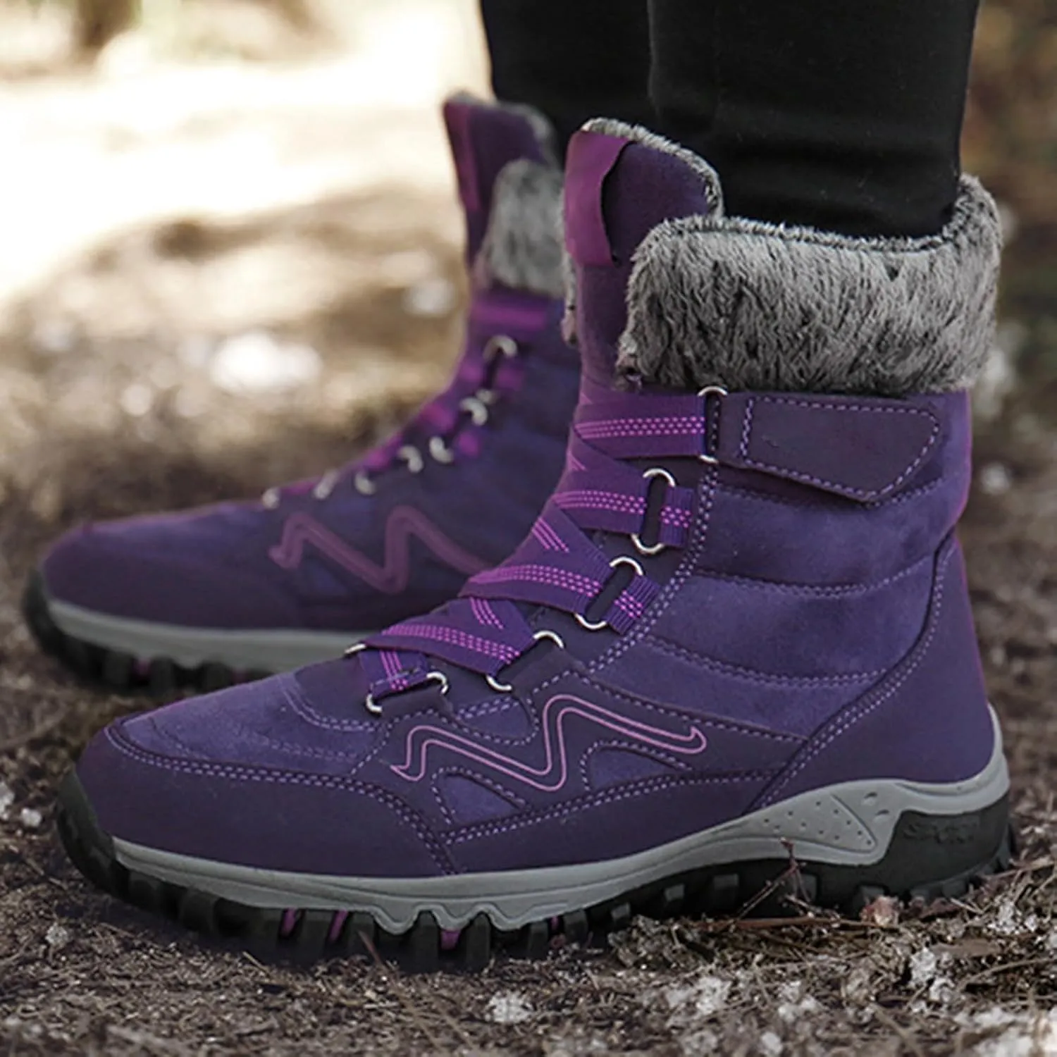 Snow Boots Hiking Men High Top Snow Boots Fashion Casual Women Snow Boots Winter Walking Shoes for Men