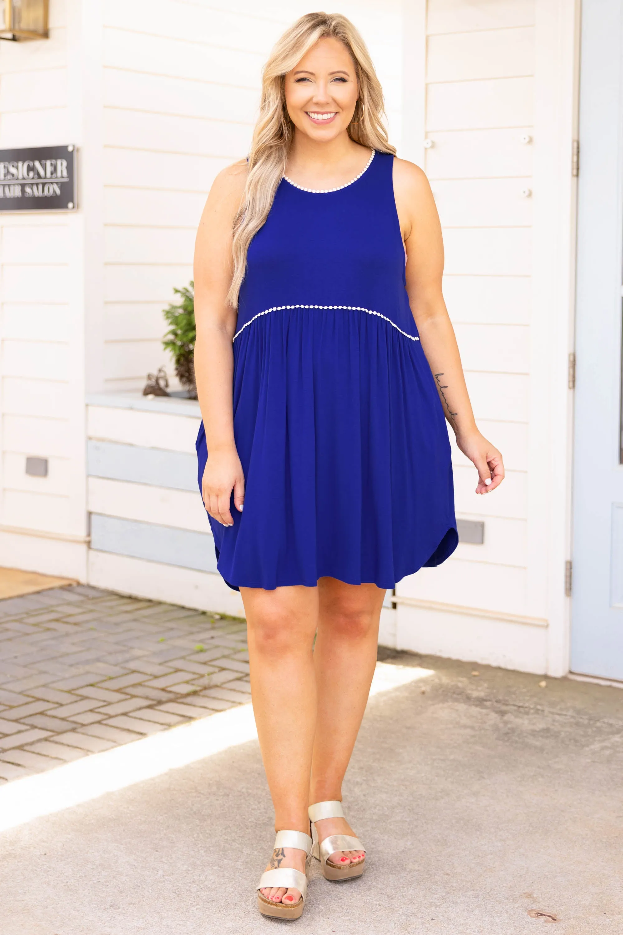 Sunday Funday Dress, Royal Blue