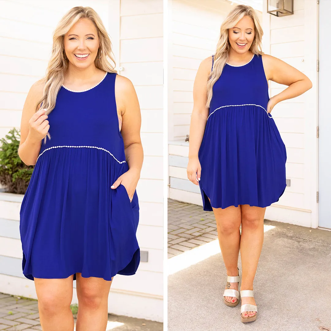 Sunday Funday Dress, Royal Blue