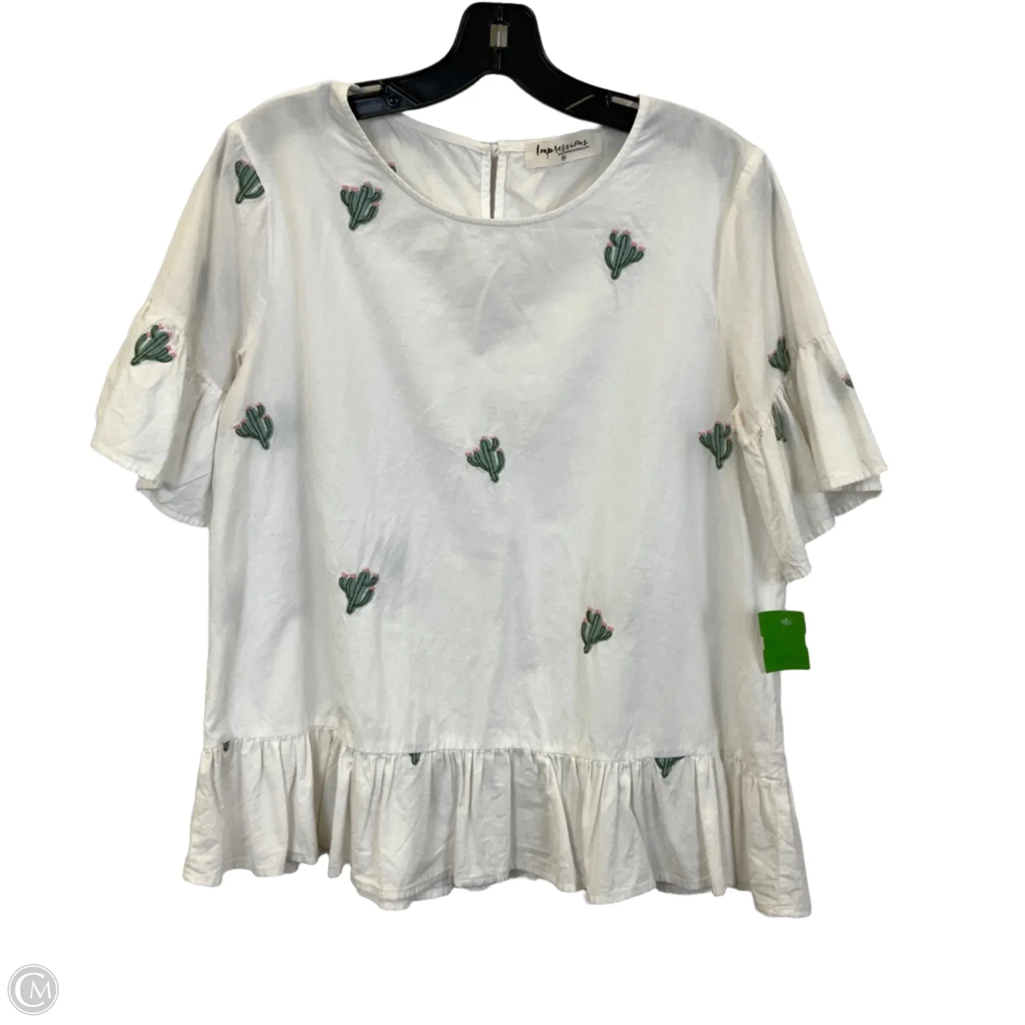 Top Short Sleeve By Impressions In White, Size: M