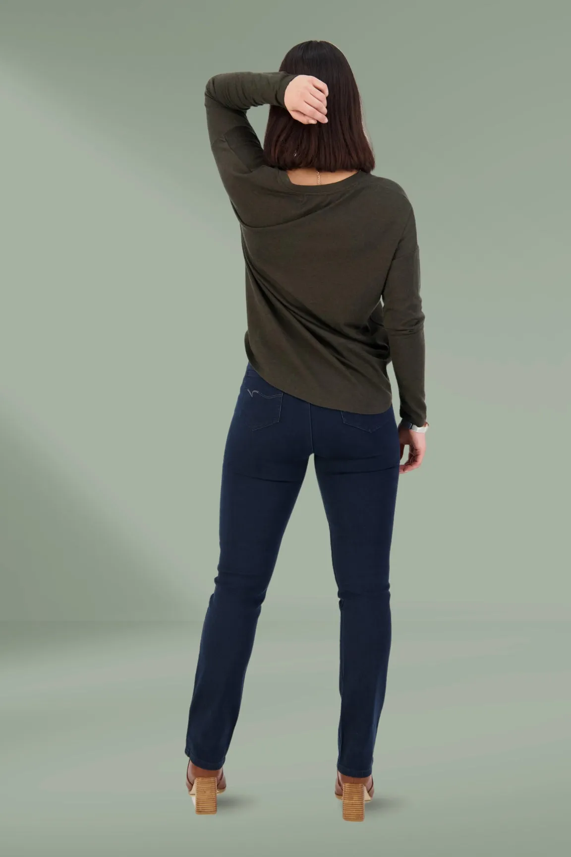 Vassalli Slim Leg Pull On Denim Indigo