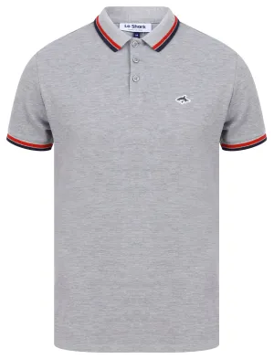 Waterloo Cotton Pique Polo Shirt with Tipping In Light Grey Marl - Le Shark