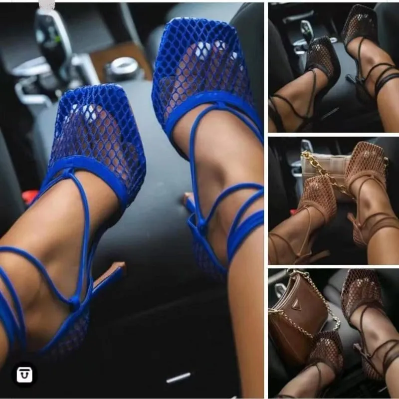 Wholesale mesh breathable women's fine high heel sandals（SL8297）