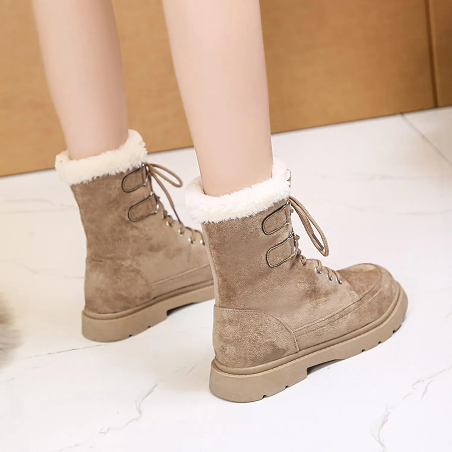 Winter Boots for Women Fashion Casual Womens Size 8.5 Snow Boot Womens Extra Wide Snow Boots Winter Dress Knee Boots for Women Leather Low Heel Insulated Womens Winter Hiking Boots Wide Width