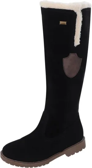 Winter Knee High Boots for Women Waterproof Snow Non Slip Womens Black Snow Boots with Fur Snow Boots Womens Waterproof Womens Suede Snow Boots Mid-Calf Winter Shoes with Side Bows Botas Para El Frio