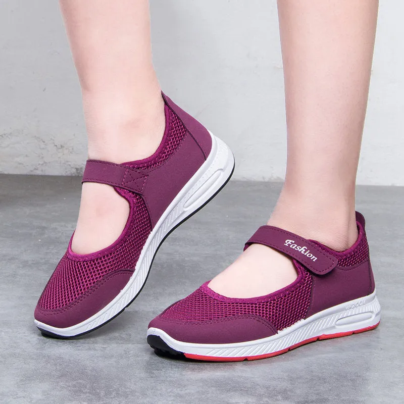 Women Outdoor Sports Walking Mesh Hook Loop Shoes