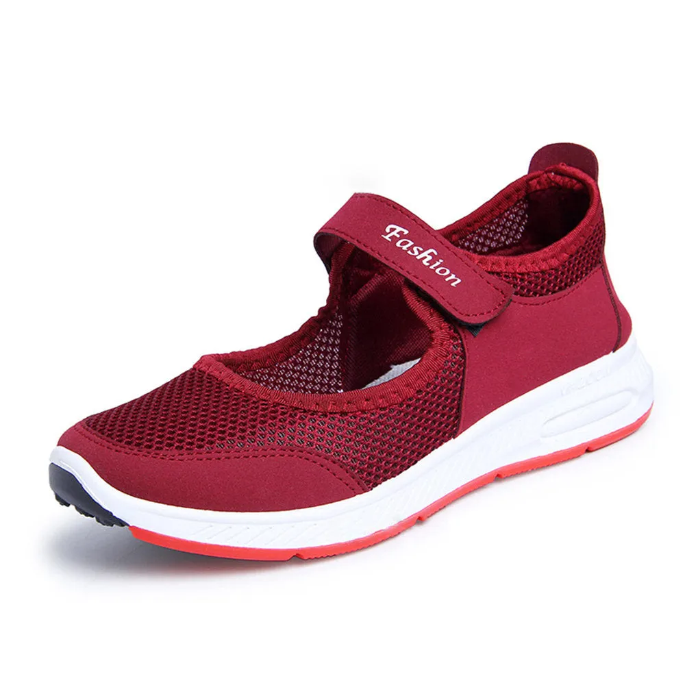Women Outdoor Sports Walking Mesh Hook Loop Shoes