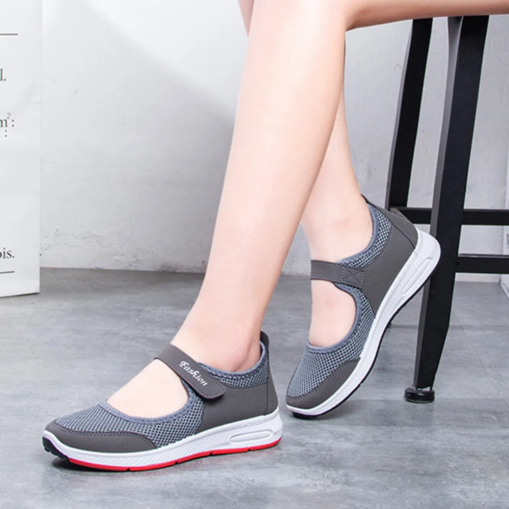 Women Outdoor Sports Walking Mesh Hook Loop Shoes