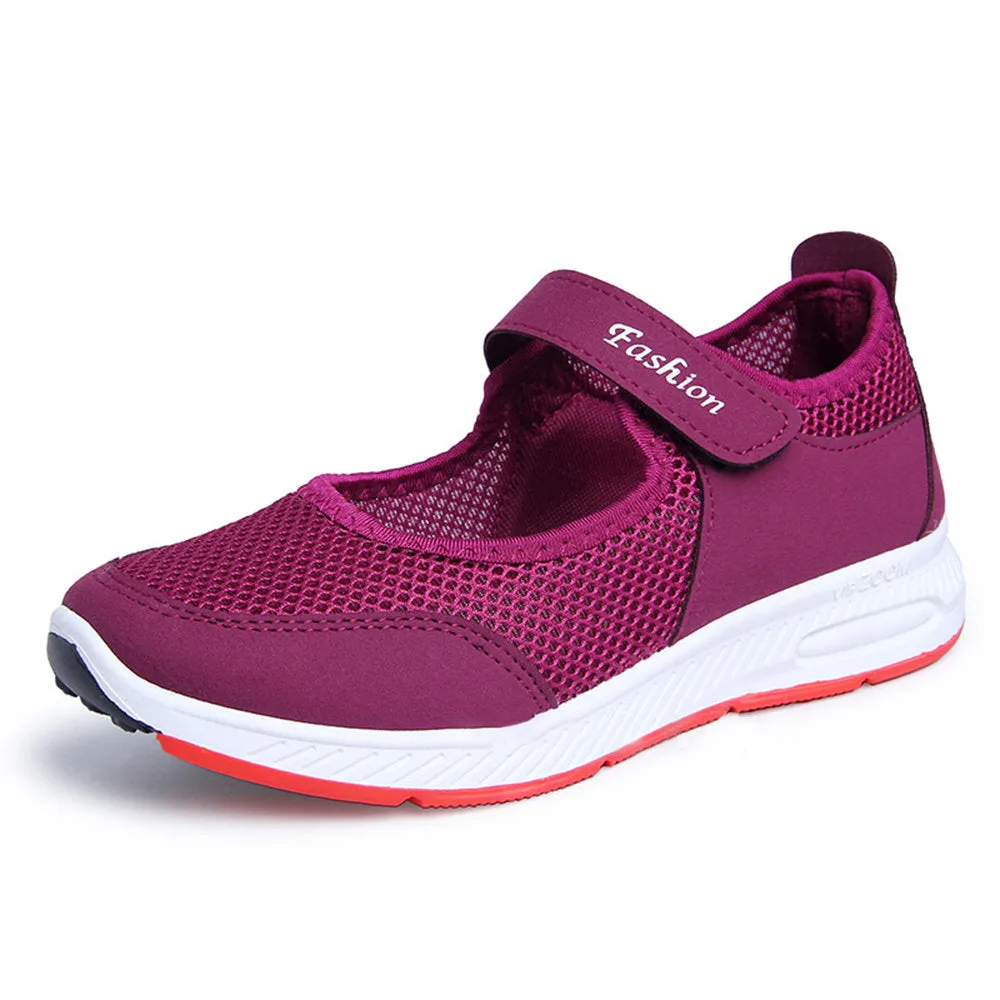 Women Outdoor Sports Walking Mesh Hook Loop Shoes