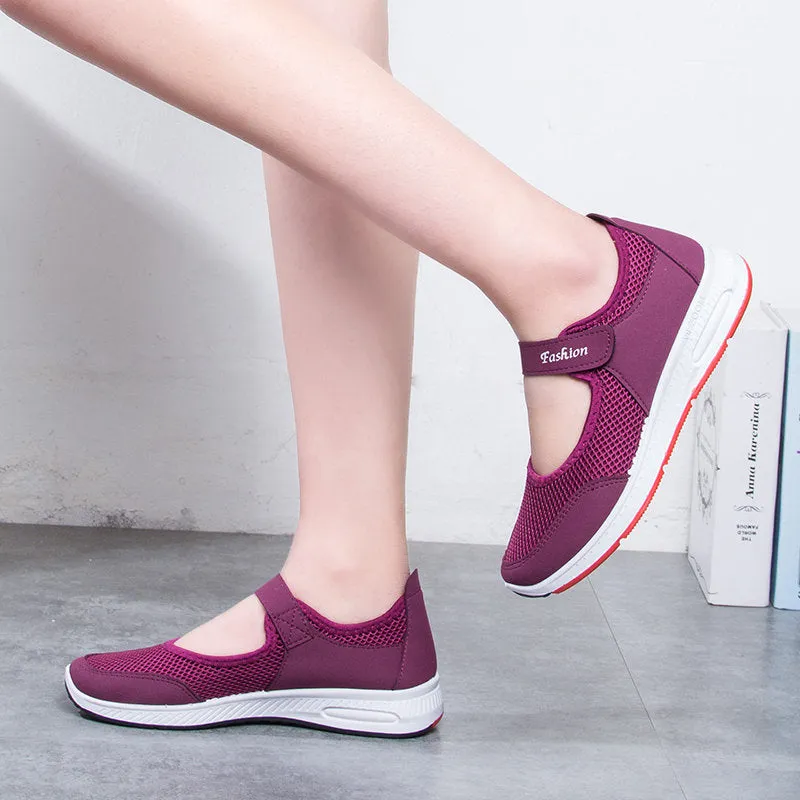 Women Outdoor Sports Walking Mesh Hook Loop Shoes