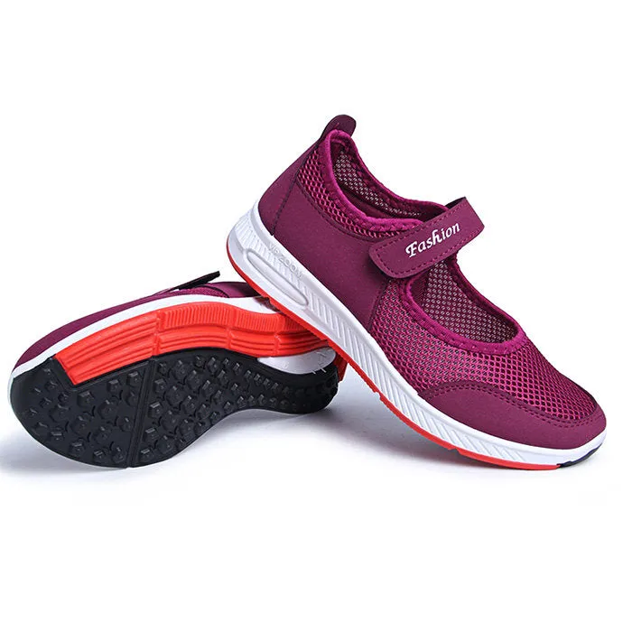 Women Outdoor Sports Walking Mesh Hook Loop Shoes